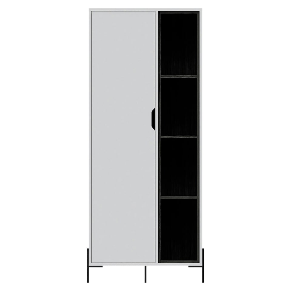 image 1 of Core Products Dallas Bookcase Display Unit - White & Carbon Grey Oak Effect, H160.0cm x W68.6cm x D42.3cm White