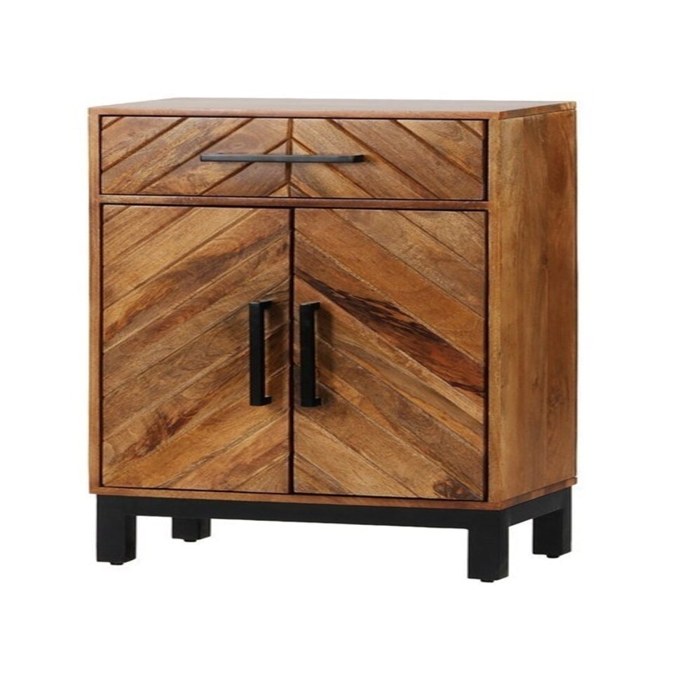 image 1 of Parquet Tall Slim Sideboard - Mango Wood/Iron - L30 x W54 x H90 cm - PP Finish Brown