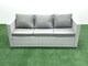 image 3 of Fimous Wicker PE Rattan Sofa Garden Furniture Set with Armchair Square Coffee Table 2 Small Footstools Side Table Light Grey Mixed