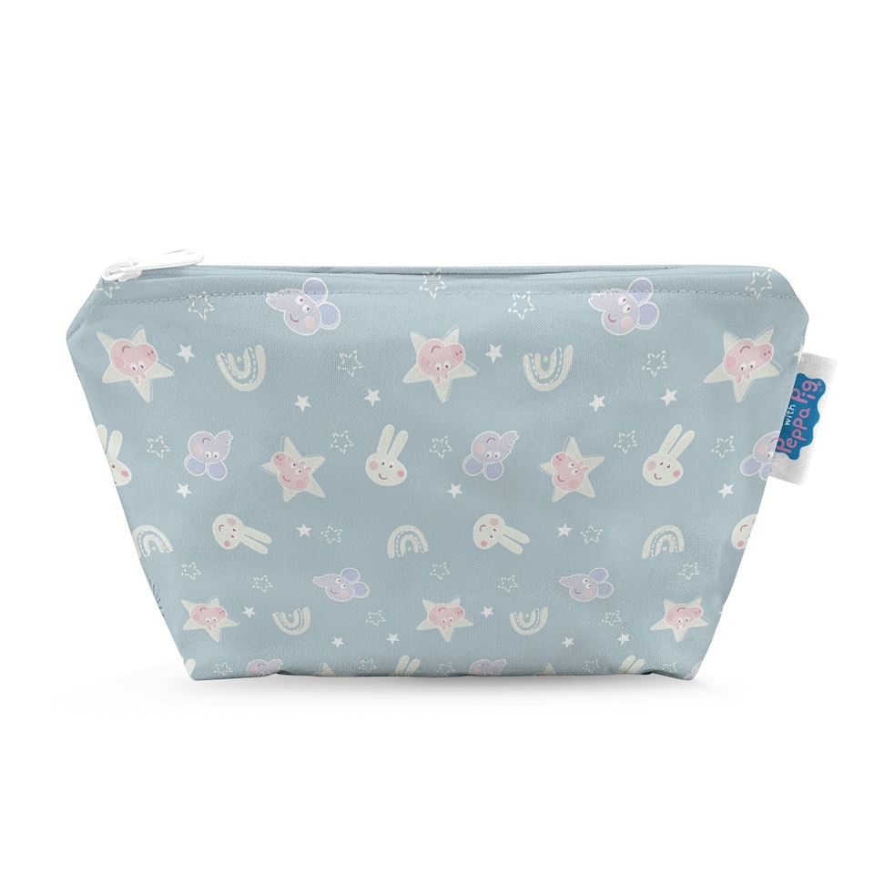 Peppa Pig Small Reusable Cloth Wipe Wet Bag - Blue Mix Peppa & Friends