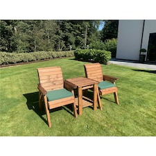 Deluxe 2 Chair & Table Outdoor Set With 2 x Chair Cushion Green
