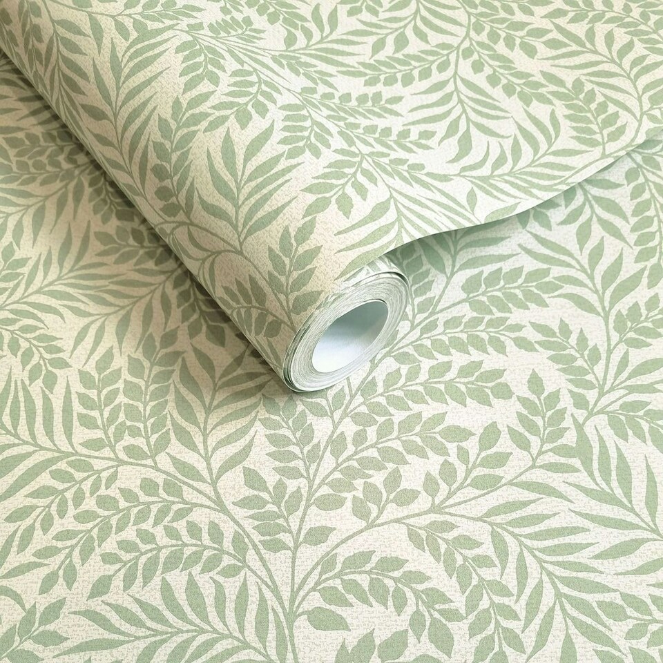 image 1 of Holden Décor Rural Paradise Mini Leaf Textured Wallpaper - Green - 10m x 53cm Green