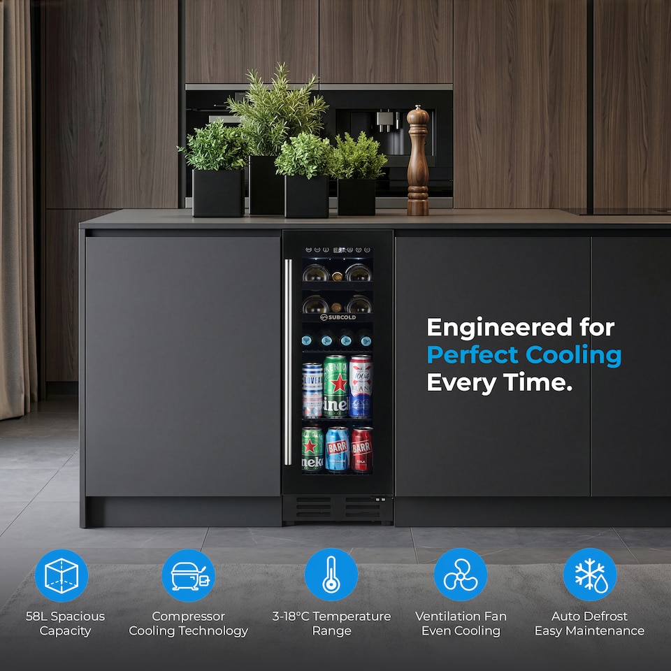 image 1 of Subcold Integra30 Integrated Wine and Drinks Cooler 58 Litre Net Capacity