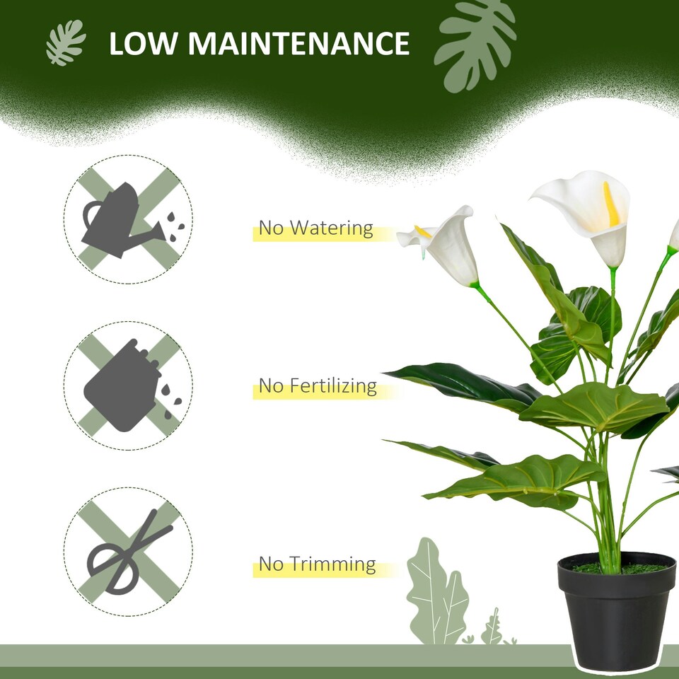 image 1 of HOMCOM Artificial Set of 2 Calla Lily Flower Faux Plant for Indoor Décor