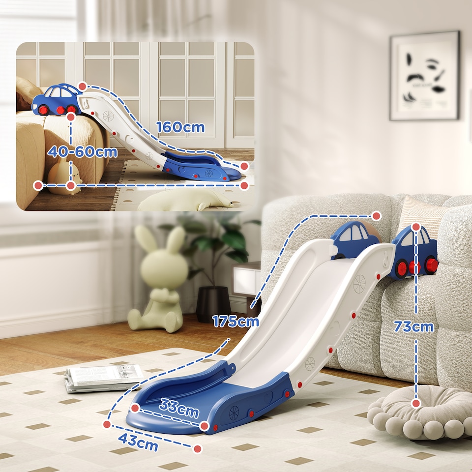 image 1 of AIYAPLAY Kids Slide for Bed, Sofa, Easy to Assemble, Blue