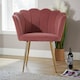 image 4 of Boucle Fabric Scallop Shell Chair Wing Back Armchair Sofa | Pink