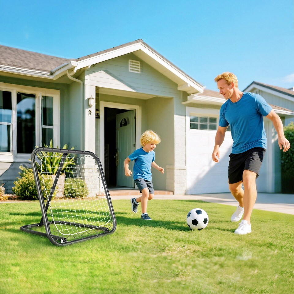 image 1 of HOMCOM Angle Adjustable Rebounder Net Goal Training Set Football, Baseball