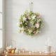 image 4 of Hanging Door Wreath Round Spring Easter Christmas Wall Decor Traditional Festive | Multi | Green, Cream & Pink | 25cm | 1