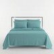 image 1 of Luxury Satin Stripe T250 Cotton Rich Soft Flat Sheet Bed Linen | Blue | Aqua | Double