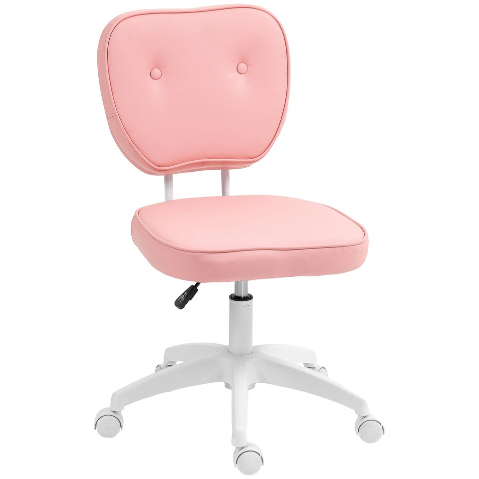 image 1 of Vinsetto Vanity Task Chair with Adjustable Height, Armless, Pink