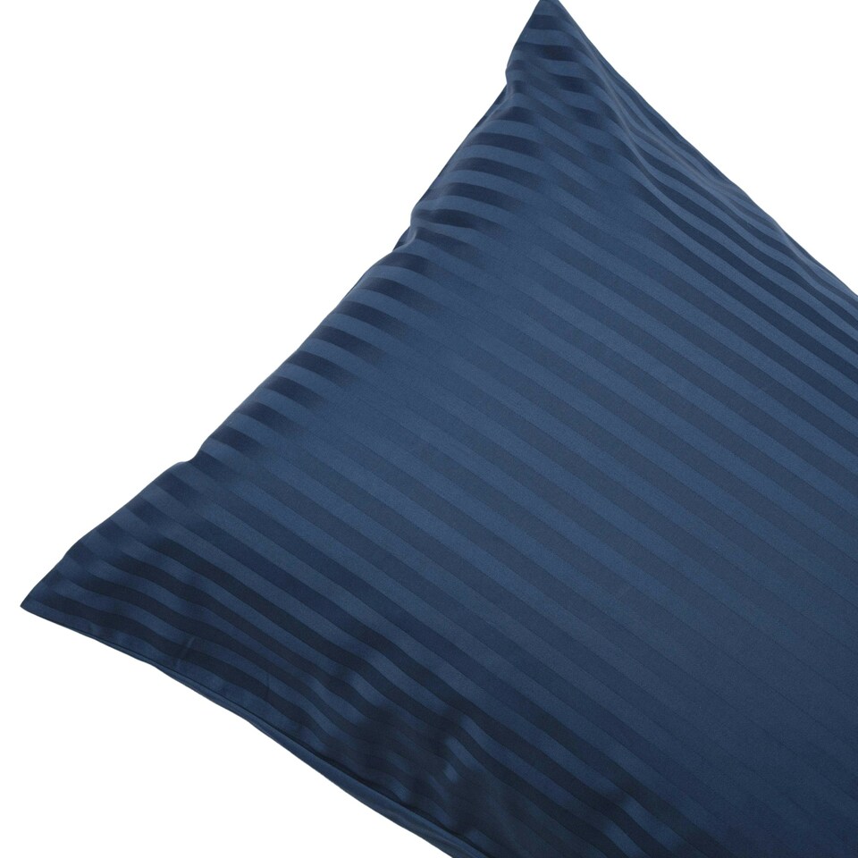 image 1 of Belledorm 540 Thread Count Satin Stripe Housewife Pillowcases (Pair) - Navy - One Size