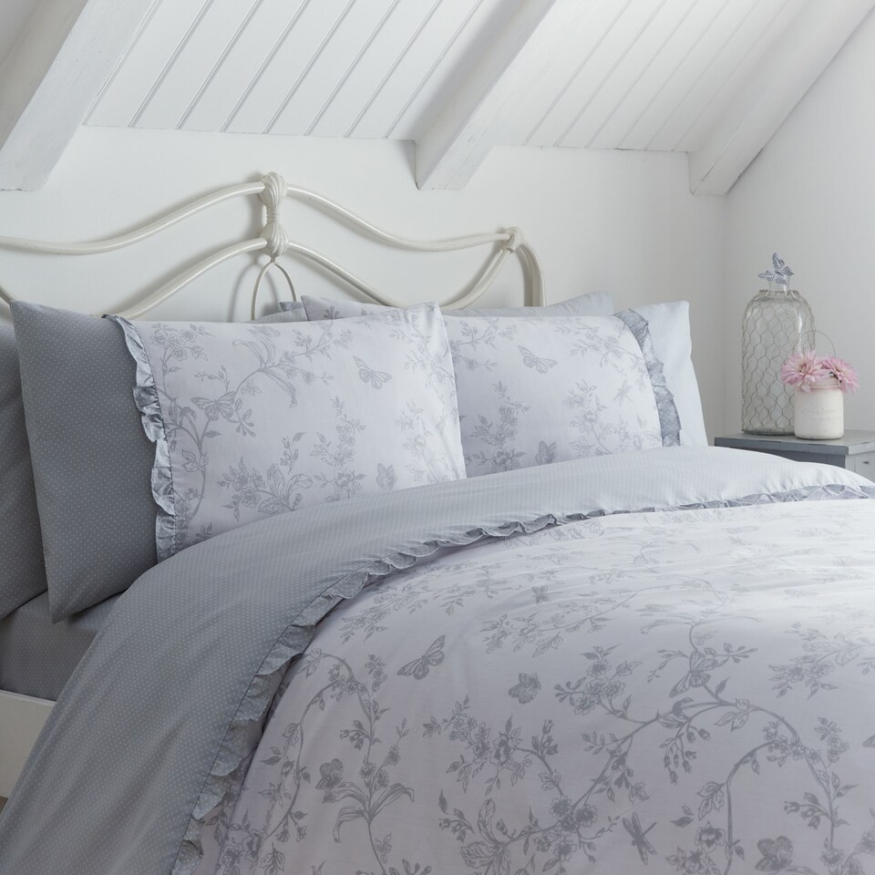 image 1 of D & D Kristen Fitted Bed Sheet Set Grey