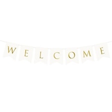 White & Gold Welcome Cardboard Letter Banner 250cm