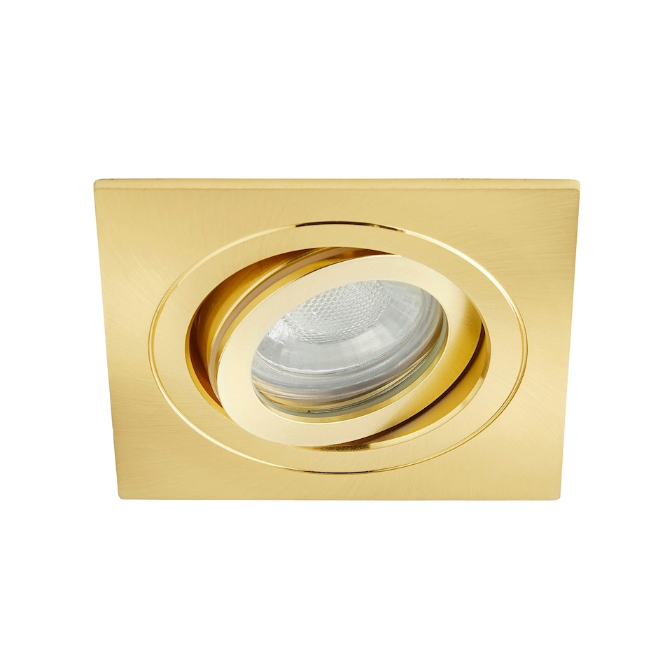 image 1 of BHS Sym Square IP65 Tiltable Downlight | Gold | Satin Brass | 1