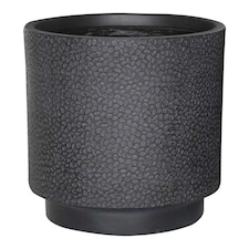 Hammered Stone Black Cylinder Planter, Outdoor Plant Pot D36 H36 cm, 30.9 ltrs Cap.