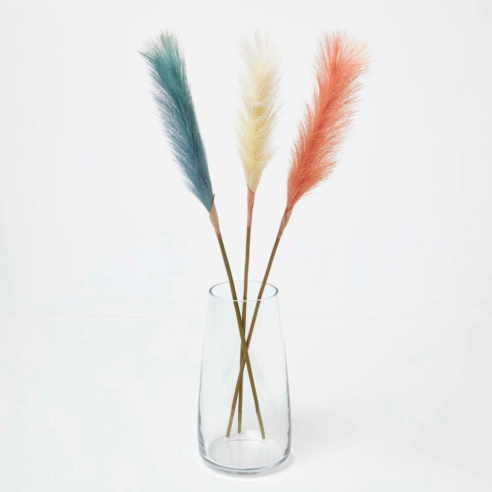 image 1 of Homescapes Artificial Pampas Grass Set of 3 Multi-Coloured, 78 cm