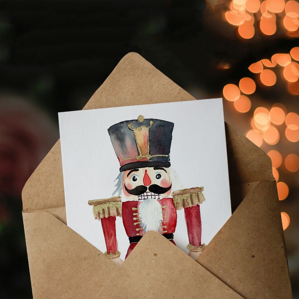 image 1 of Nutcracker Soldier Doll Toy Illustration Blank For Him Or Her Art Xmas Festive Christmas Card