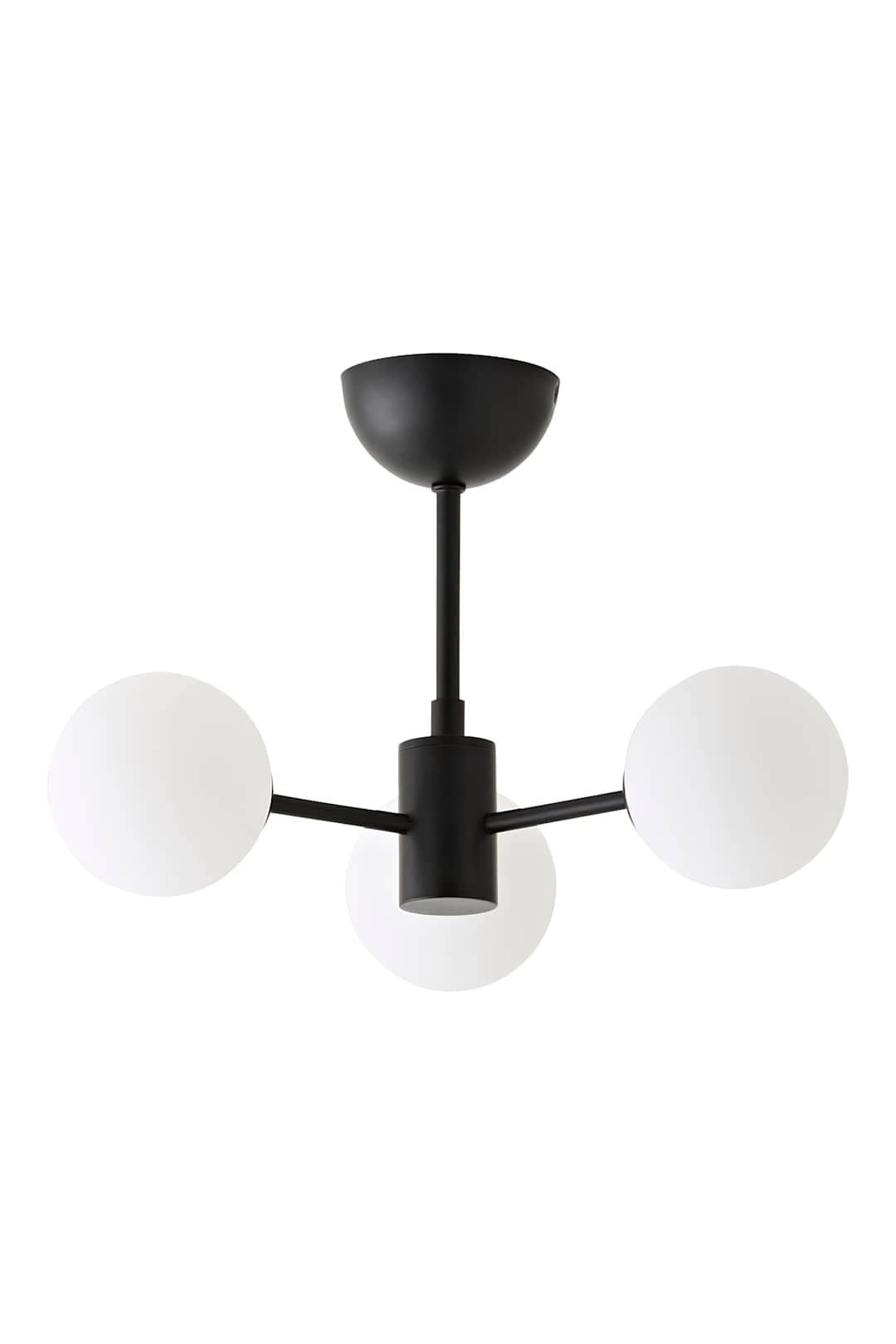 ValueLights Marlow Opaque Glass Globe 3 Arm Ceiling Light in Black