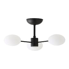 ValueLights Marlow Frosted Glass Matte Black 3 Way Ceiling Light