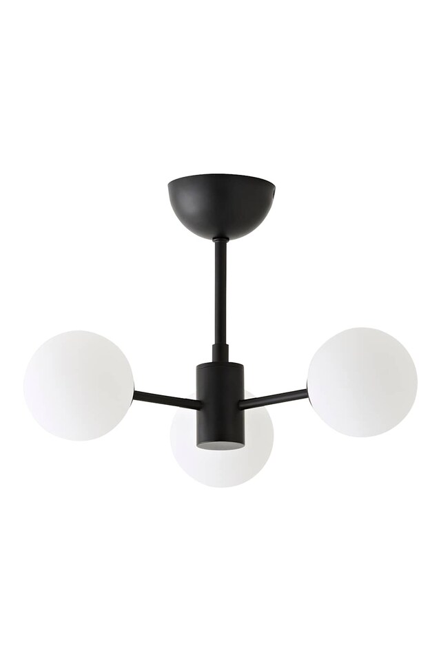 image 1 of ValueLights Marlow Frosted Glass Matte Black 3 Way Ceiling Light