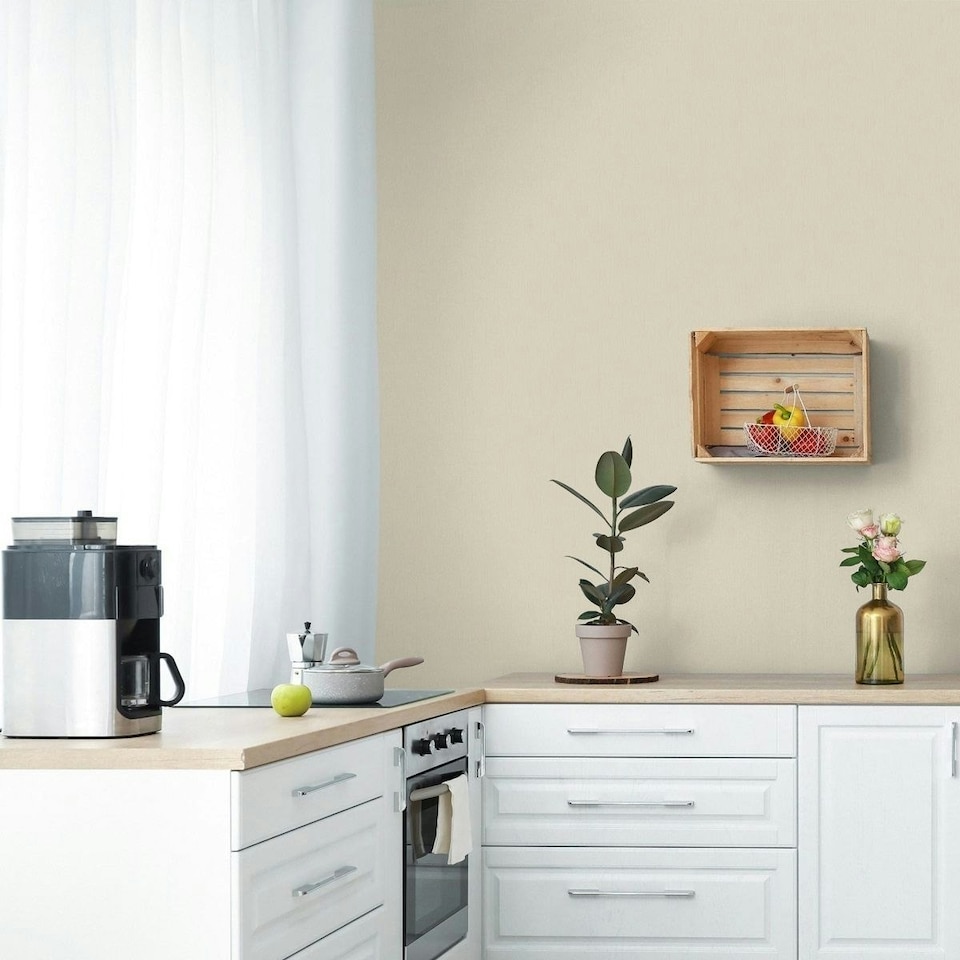 image 1 of World of Wallpaper Metallic Vinyl Textured Wallpaper - Soft Gold - 10m x 0.5m Gold