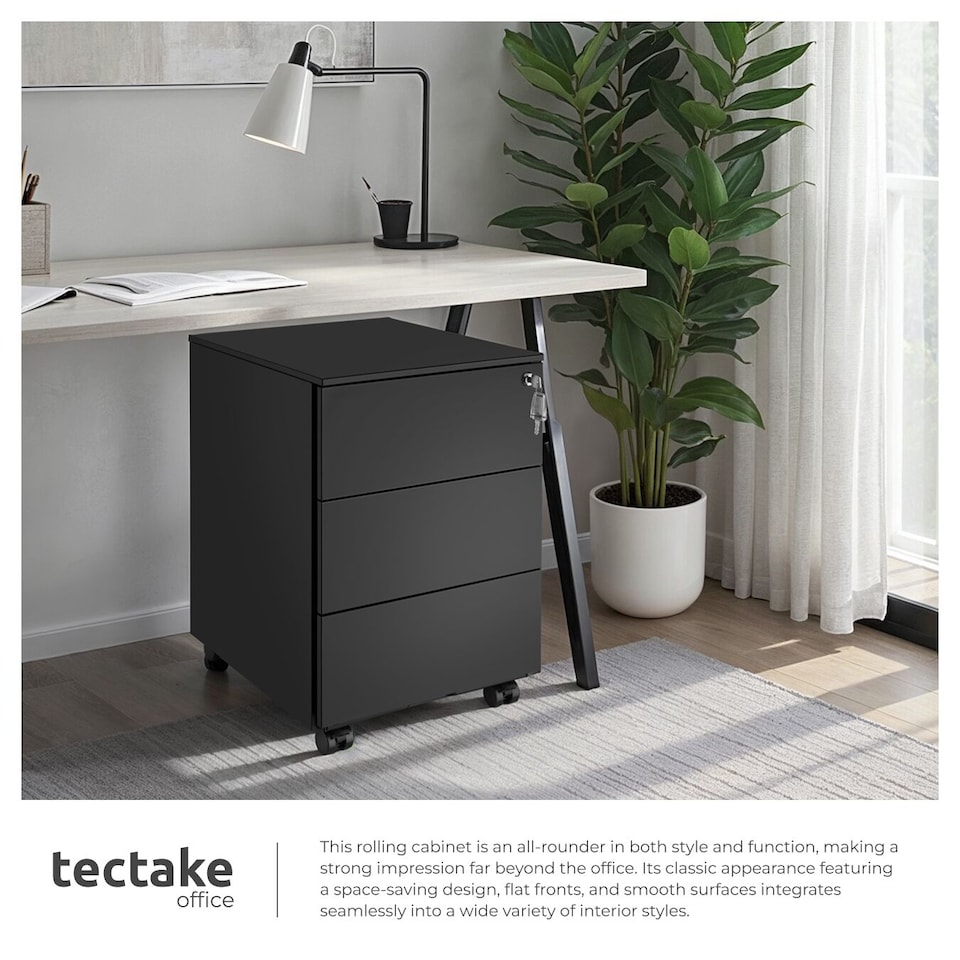 image 1 of Chest of Drawers Magna - 3 locking drawers, powder-coated steel, 39 x 45 x 55 cm | Black | black | 45 x 39 x 55 cm | 1
