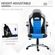 image 3 of HOMCOM Gaming Chair PU Leather Office Chair Swivel Chair w/ Tilt Function, Blue