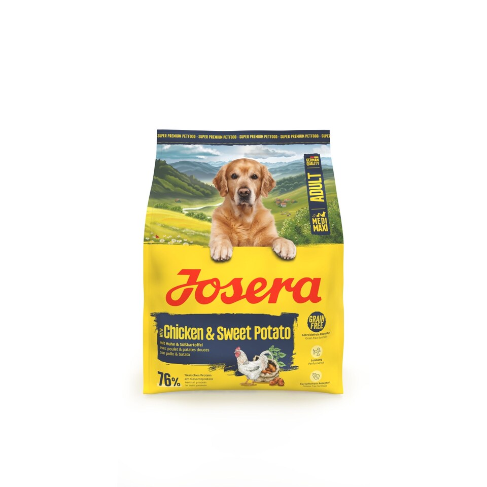 image 1 of Josera Medi/Maxi Adult Chicken & Sweet Potato complete dog food | Grain-free | Medium & Large breeds | Lots of meat | Active dogs | Green-Lipped Mussel | 0.9kg