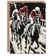 image 1 of Jockeys Racing Scene Red Modernist Horse Him Her Birthday Card