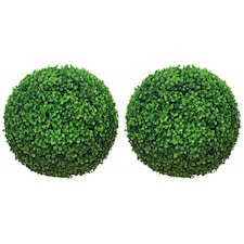 HOMCOM Set of 2 Artificial Topiary Balls, 40cm FauBoxwood Balls, Hanging Decoration for Home, Indoor, Outdoor, Green