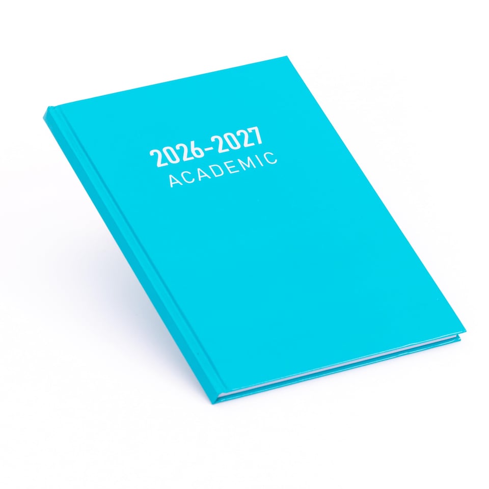image 1 of 2026 2027 Academic Diary A5 Week to View - Mid Year Student Planner August 2026 to July 2027 - Hardback School College Organiser with Ribbon Bookmark (Turqu) | Blue | Baby Blue