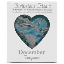 Milford Birthstone Glass Heart DECEMBER Turquoise BH12D  DE