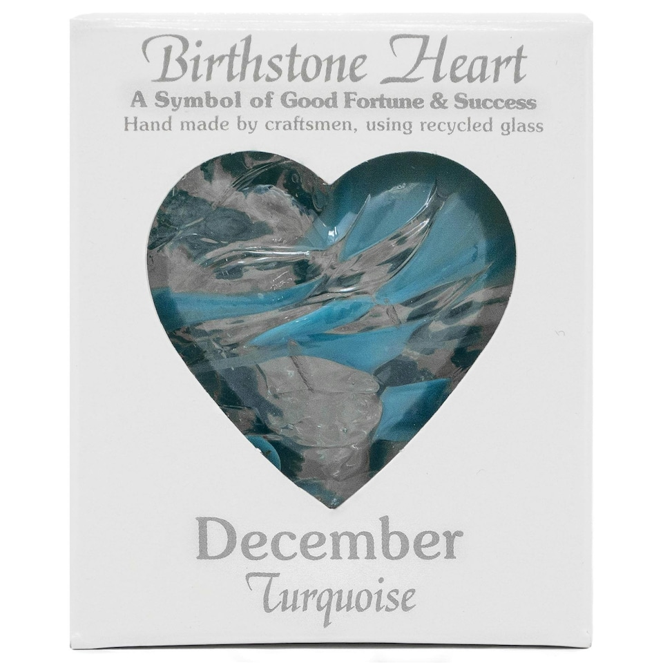 Milford Birthstone Glass Heart DECEMBER Turquoise BH12D  DE