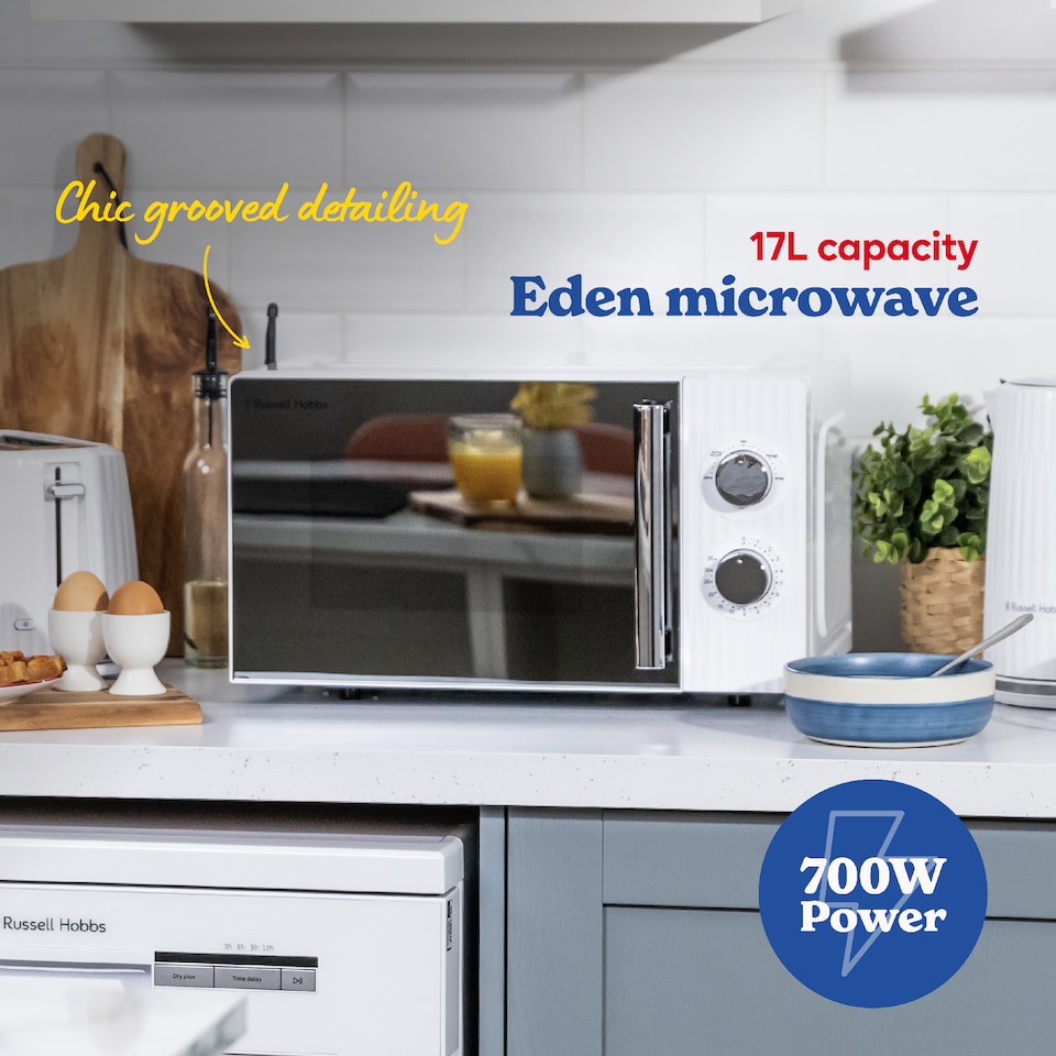 image 1 of Russell Hobbs Manual Microwave Eden 17L with 5 Power Levels White RHMM725