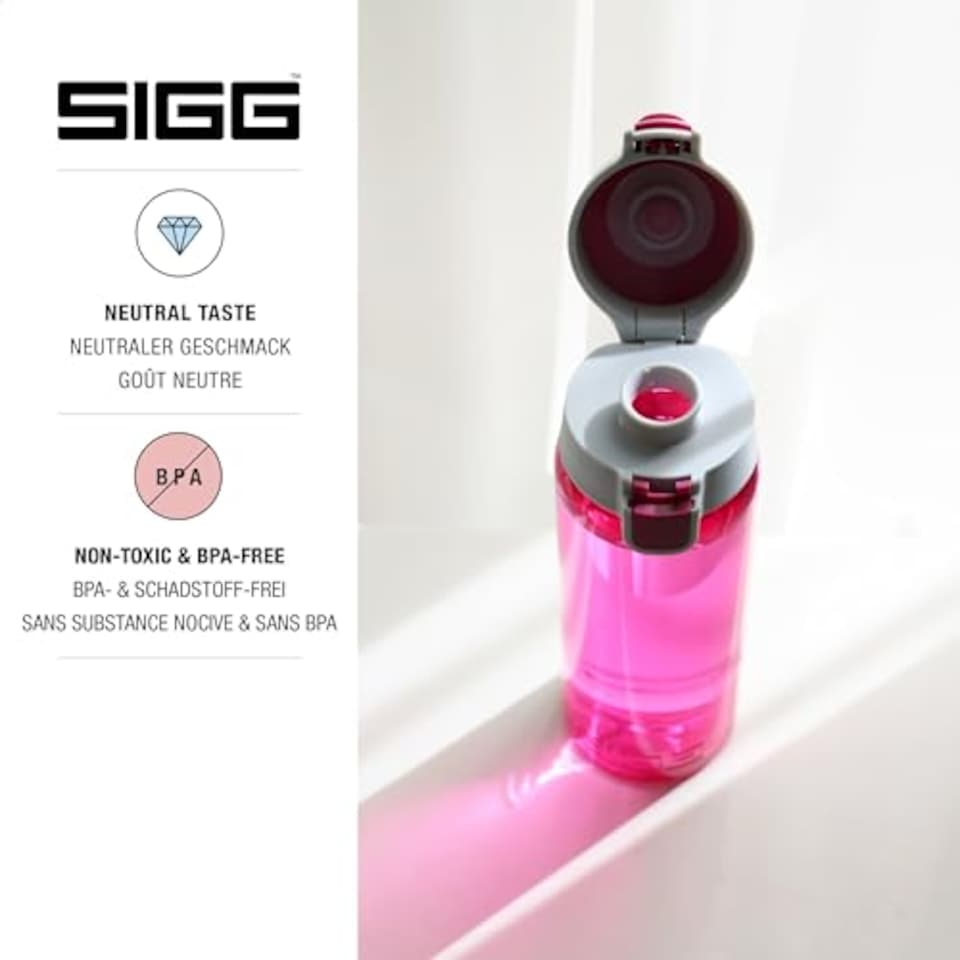 image 1 of Sigg - Tritan Water Bottle - Total Color One Berry - Suitable For Carbonated Beverages - Dishwasher Safe - Leakproof - Featherweight Bpa Free - 0.6L