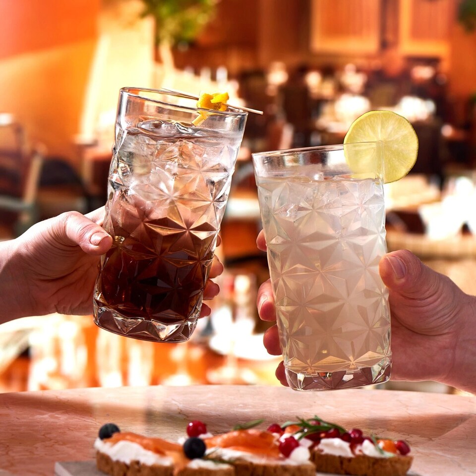 image 1 of Tall Drink Highball Glasses Long Cocktail Water Juice Tumblers Set 290ml | Clear | Clear | 8 Glasses