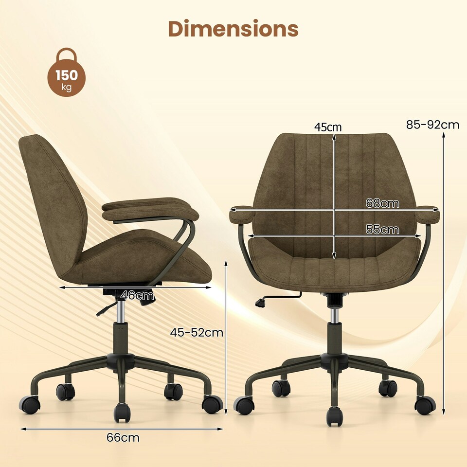 image 1 of COSTWAY Office Chair Mid Century Swivel Computer Desk Chair Olive Bronze