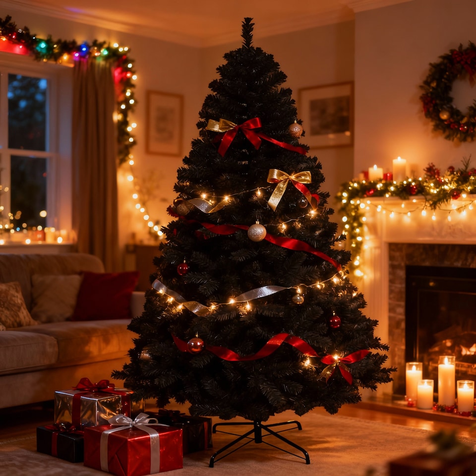 image 1 of 12FT Black Alaskan Pine Christmas Tree | Black | Black