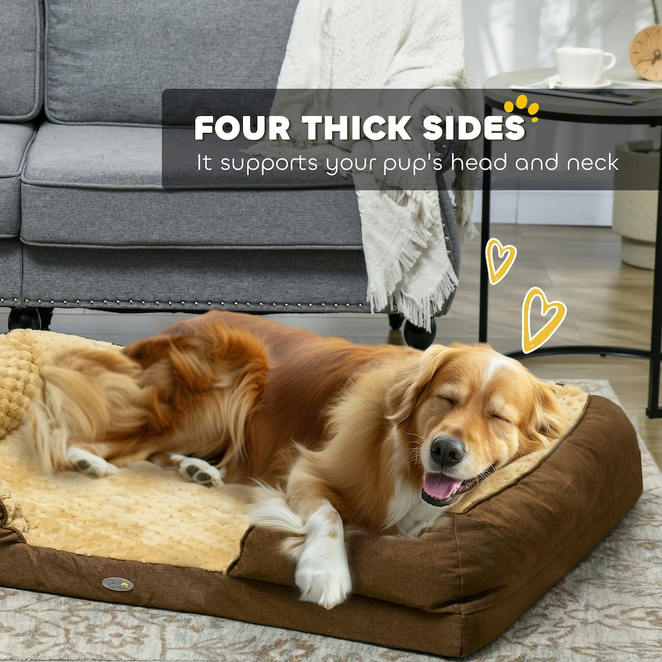 image 1 of PawHut Dog Bed Calming Pet Bed Dog Mattress for Large Dogs - Brown