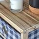 image 4 of Wooden Chest Of Storage Drawers Plaid Fabric Bedroom Organiser Coastal Style | Brown
