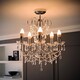 image 3 of ValueLights 5 Way Silver Chrome Ceiling Light Chandelier With Lead Crystal Droplets | Chrome