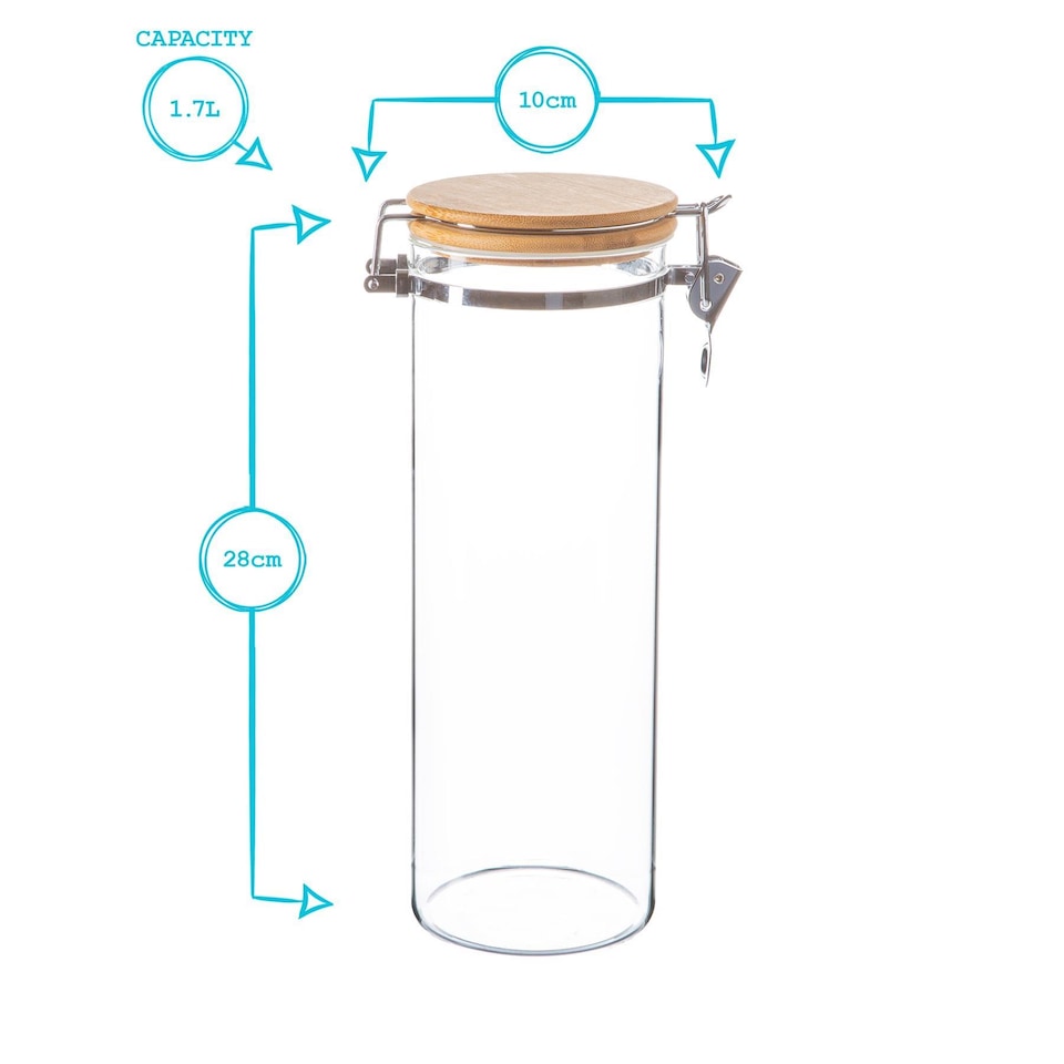 image 1 of Argon Tableware Glass Storage Jars with Wooden Clip Lids - 1.75 Litre - Pack of 3