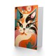 image 2 of Cat Lover Orange Blue Pink Floral Boho Retro Animal Greeting Card