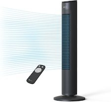 PureMate 43-Inch Oscillating Bladeless Tower Fan with Remote Control (Black)