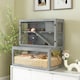 image 2 of PawHut Wooden Hamster Cage, Large Gerbil Cage with Hut, Wheel, Ramps, 3 Tier Small Animal Habitat with Removable Viewing Panels, 80 x 50 x 84 cm, Grey