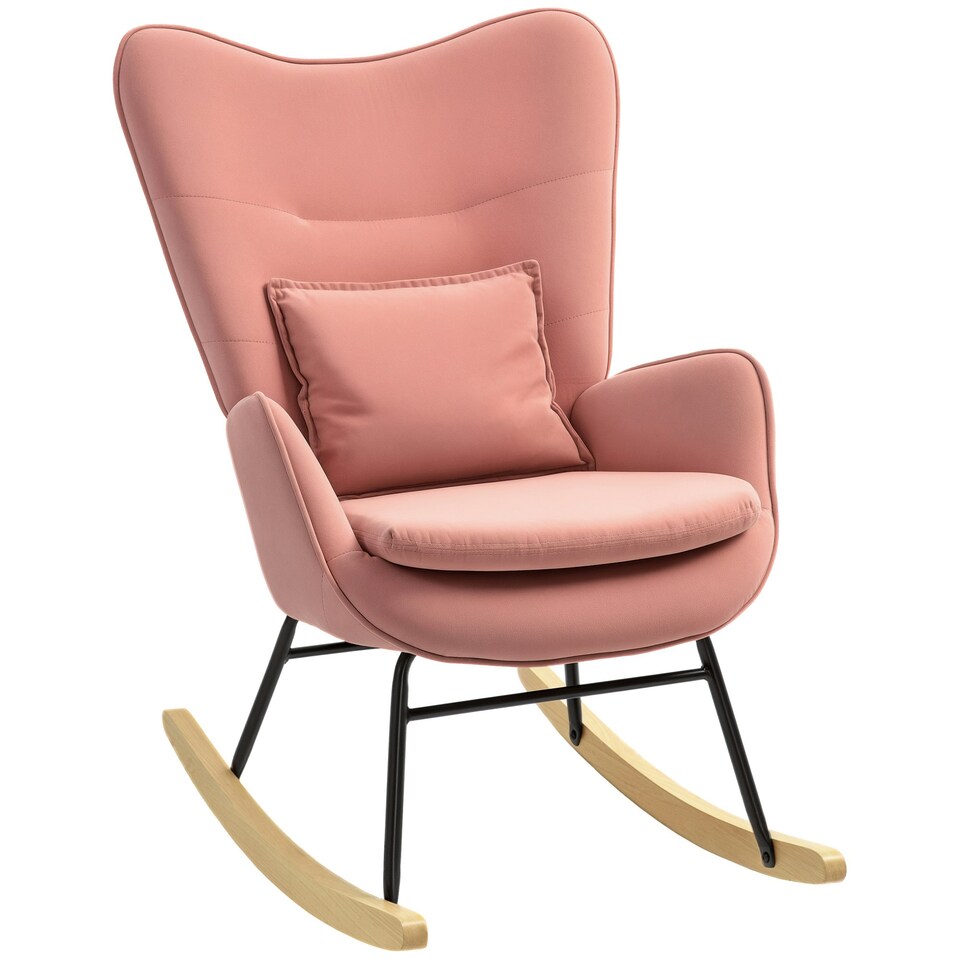 image 1 of HOMCOM Velvet Rocking Chair with Lumbar Pillow for Living Room Bedroom 