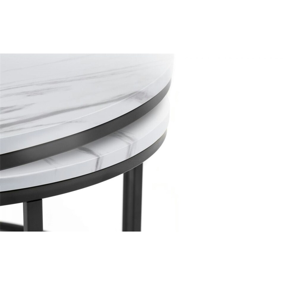 image 1 of White Marble Round Nesting Coffee Tables | White | White