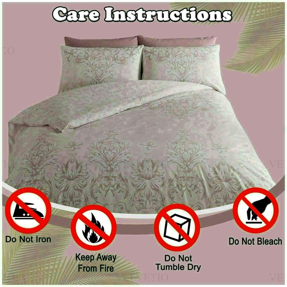 image 1 of VELVETIO Antoinette Printed Duvet Cover Set Reversible Polycotton Beddings Pink | Single