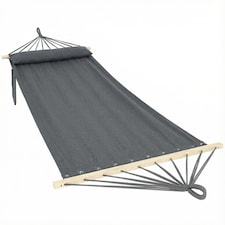 Outsunny Cotton Hammock, Soft Portable Swing Chair w/ Headrest | Grey | Blue and White | One Size