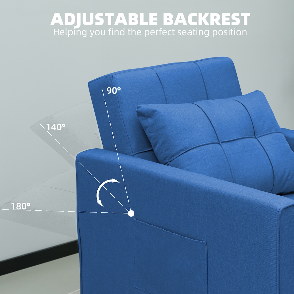 image 1 of Alivio 3 in 1 Convertible Sofa Bed with Adjustable Backrest and Pull Out Sleeper (Blue)